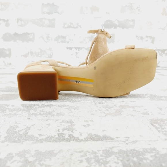 NEW Sam Edelman Tan Ankle Strap Buckle Low Block Heel Sandals W17 - Picture 8 of 14